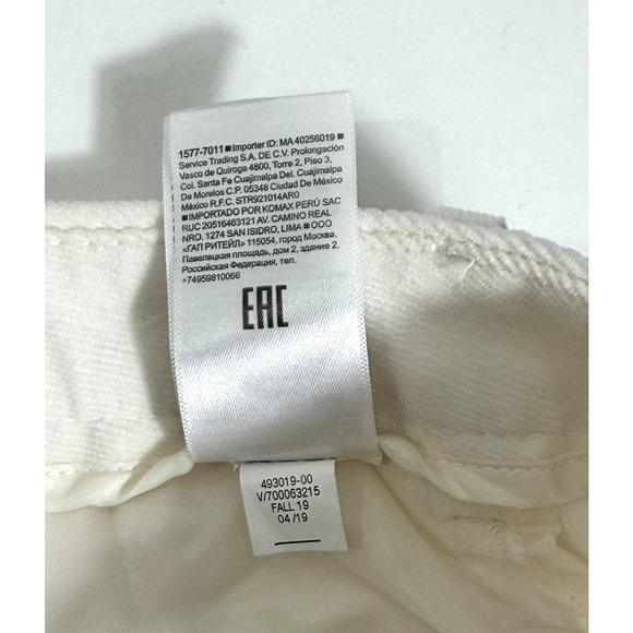 Banana Republic Wide Leg Crop Corduroy Pants Size 10R Ivory Stretch New - Read - Picture 16 of 16